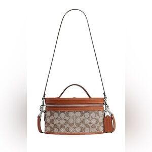 Coach Trail Bag Crystal Signature Jacquard Silver/Burnished Amber, 2 straps 🤎✨